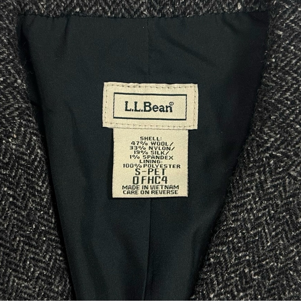 LL Bean wool silk grey herringbone 3 button blazer jacket women's small petite - Picture 5 of 5